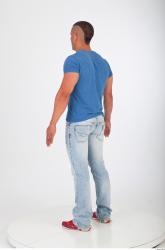 Whole body blue tshirt jeans photo reference of Regelio